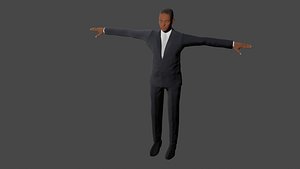 Man in suit with rig and animations 3D