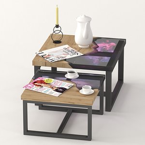 3D model slab epoxy coffee tables