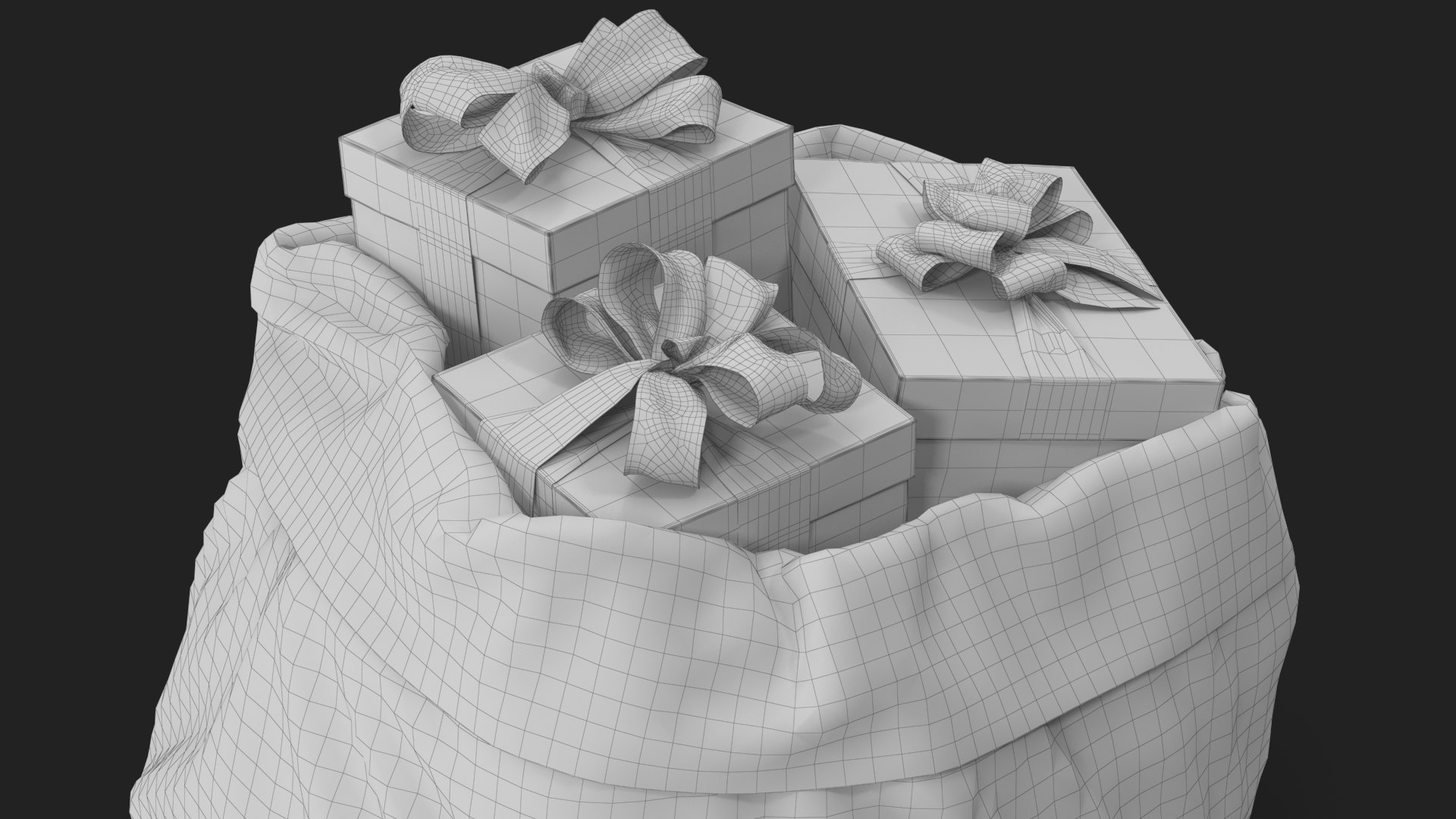 3D Santa Claus Open Bag with Gifts 2 model https://p.turbosquid.com/ts-thumb/cB/gO6lkH/Ud/wireframe_13/jpg/1710483929/1920x1080/fit_q87/b7d59988c699ad2d2681f49aed093e2a7f44bb06/wireframe_13.jpg