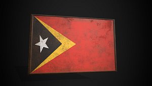 3D Old Picture Frame With Timor-Leste Flag - Game Ready PBR Low-poly 3D Model model