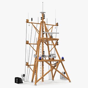 3D model ship mast radar scanner