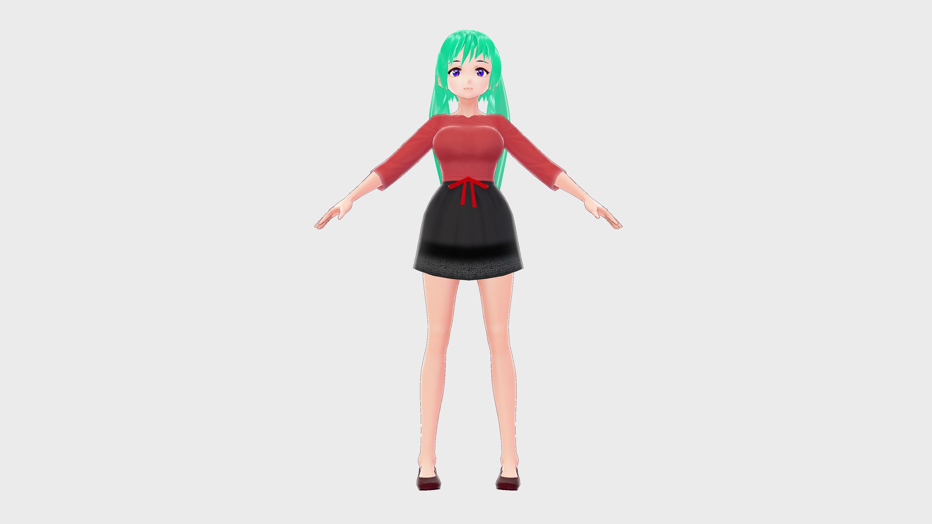 T pose rigged model of Misaka Mikoto anime girl 3d