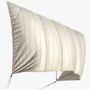 3D Sail with Rigging Ropes model