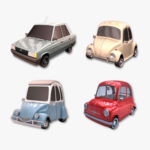 Classic European Cartoon Cars Pack 3D model