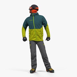 Rock Climber Winter Hiking Gear Rigged for Cinema 4D