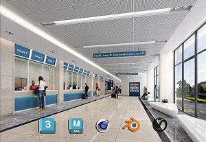 3D model Airport Corridor Interior - terminal Airport interior