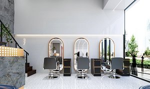 3D Light luxury barber shop hair salon duplex Light luxury barber shop hair salon duplex model