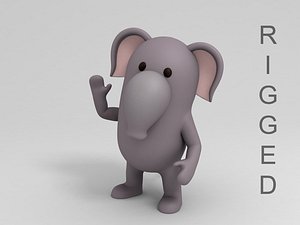rigged elephant cartoon 3D