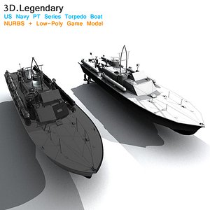 US Navy PT Series Torpedo Boat / Hi-Detail NURBS + Low-Poly Game Model