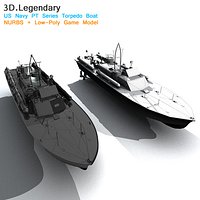 US Navy PT Series Torpedo Boat / Hi-Detail NURBS + Low-Poly Game Model