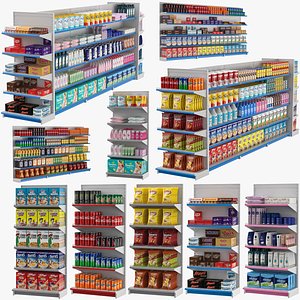 3D Supermarket Shelves Collection 02