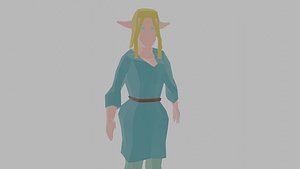 3D Low Poly Fantasy Girl Elve Character Rigged Unity