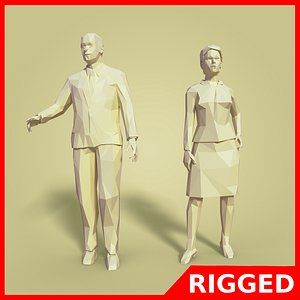 business man woman rigged 3D