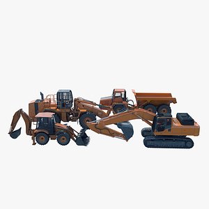 3D 4 Construction Vehicles Collection model