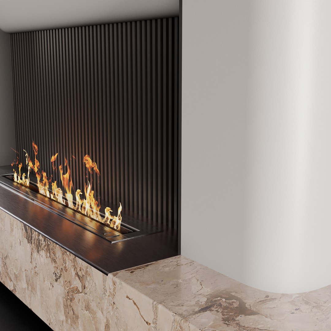3D Decorated Wall With Fireplace - 3 - TurboSquid 2040267