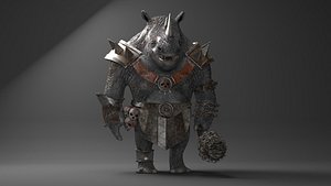 3D rhino warrior character