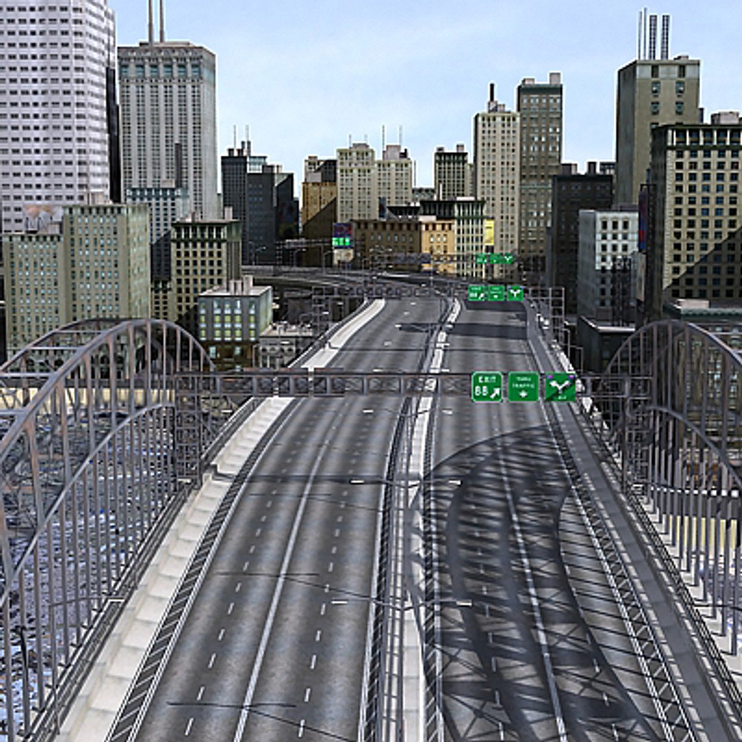 Day Time City Road 3d Max