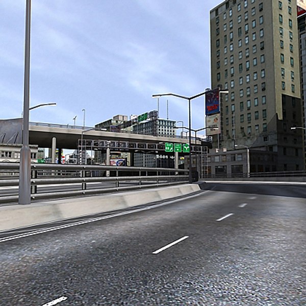 day time city road 3d max
