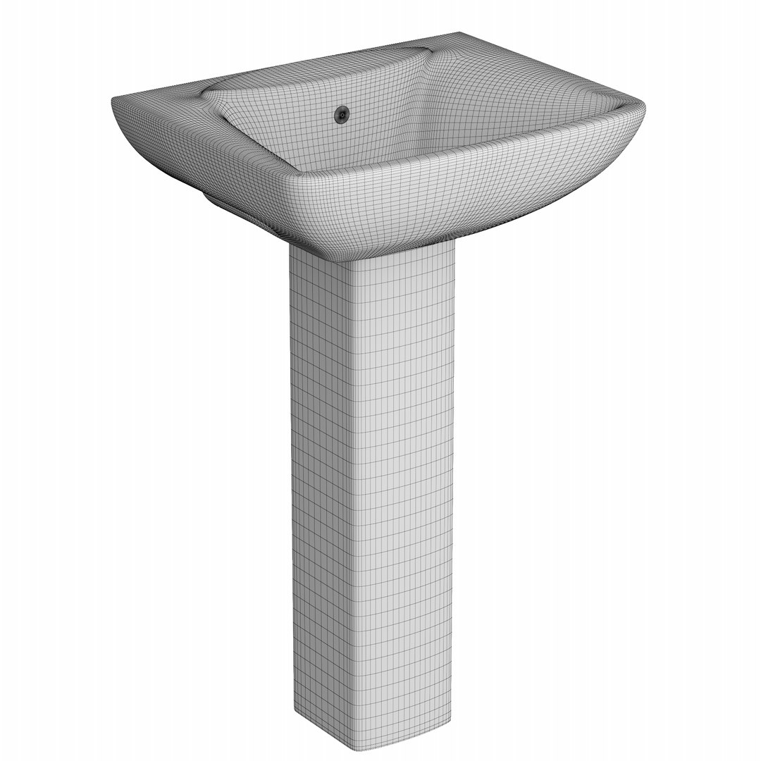 3D pedestal rectangle wash basin TurboSquid 1692988