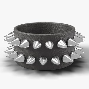Punk Studded Leather Wristband with Spikes - 90s Rock Prop