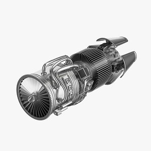 3d model of jet engine cutaway
