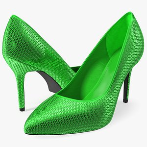 Green Glitter Heels 3D model