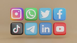 3D social media icon