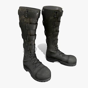 3D Female Combat Calf Boots With Straps model