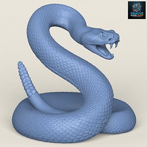 3D Rattle Snake Attacking Print Ready 3D Model