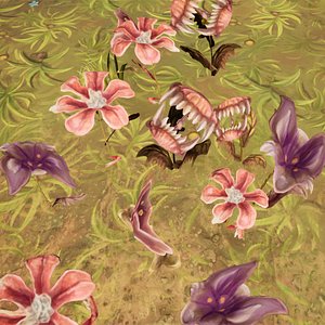 3D Stylised dog themed flower pack - game ready - handpainted model