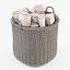 Cesta de vime 07 (Walnut Brown Color) com lenha