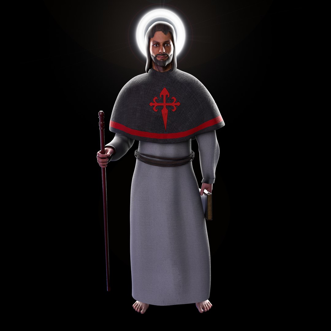 Apostle Santiago 3D model https://p.turbosquid.com/ts-thumb/cE/0F3Ju9/Pr/apostol_front/png/1664038325/1920x1080/fit_q87/4d68b4511deb0fb25cc306380c793959d1d45d8b/apostol_front.jpg