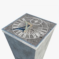 Chiselled Stone Sundial And Concrete Plinth