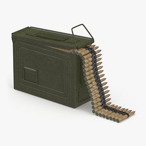3d model machine gun ammunition box