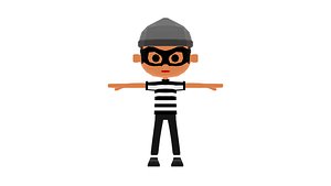 Thief Man - OBJ - Low Poly Quad