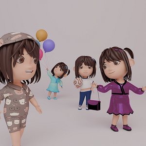 3D Tinny - Girl Rigged Character-4