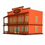 3D cartoon building hotel