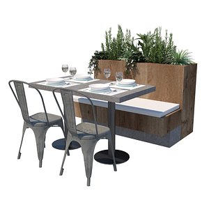 3D Dining Table With Planter model