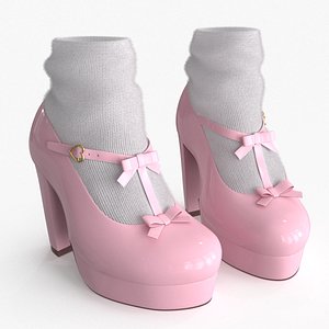 3D Lolita Kawaii Platform Vintage Shoes model