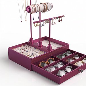 Jewelry Organizer Box with Drawer and Accessory Holders