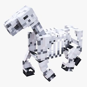 3D Minecraft Skeleton Horse Rigged 3D Model Game Ready 4K PBR