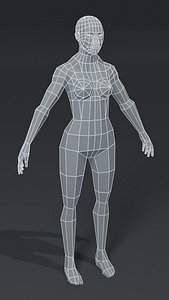 Superhero Muscular Female Body Base Mesh 3D Model 1000 Polygons