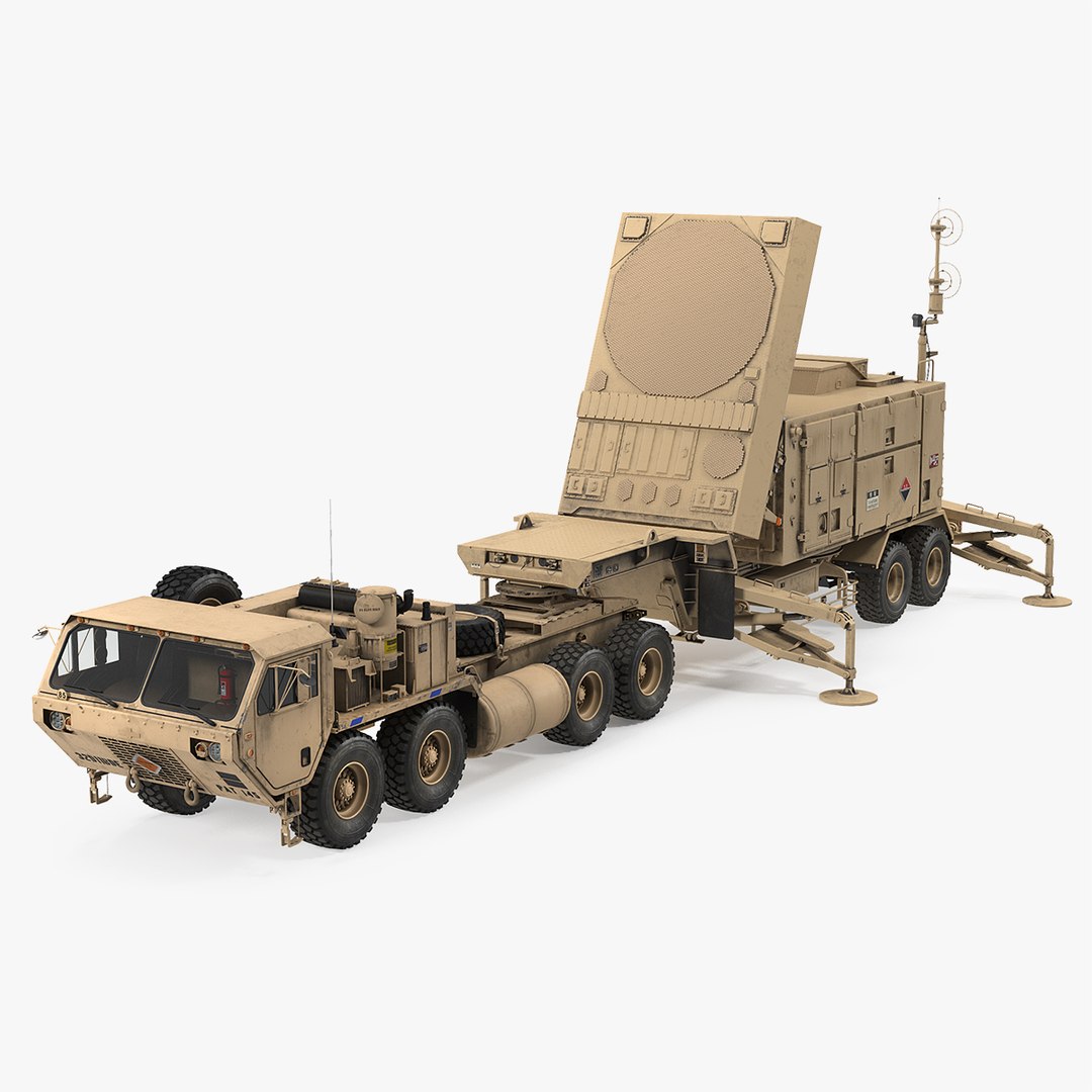 HEMTT M985 with Patriot AN MPQ53 Radar Desert 3D model preview