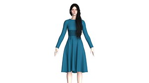 3D Girls Midi Dress V4