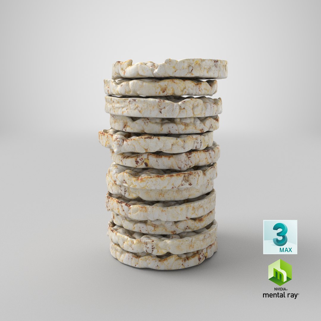 Pile Of Puffed Multigrain Rice Cakes 3D Model - TurboSquid 1835516