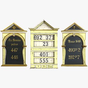 Antique Hymn Boards White Yellow - PBR 3D