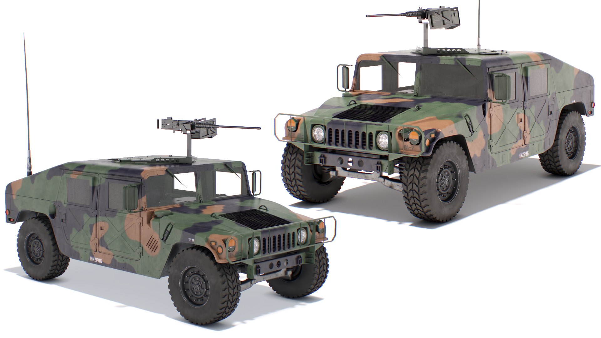 带炮塔的军用悍马3D模型- TurboSquid 2387093