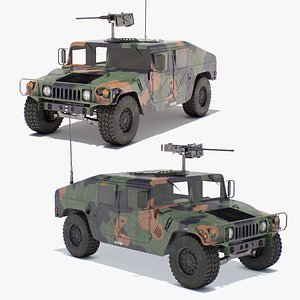 3D model Military Humvee with Turret