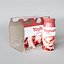 Modelo 3D realista de un paquete de seis yogures bebibles de fresa