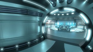 Lowpoly Scifi Interior corridor and control room 3D model